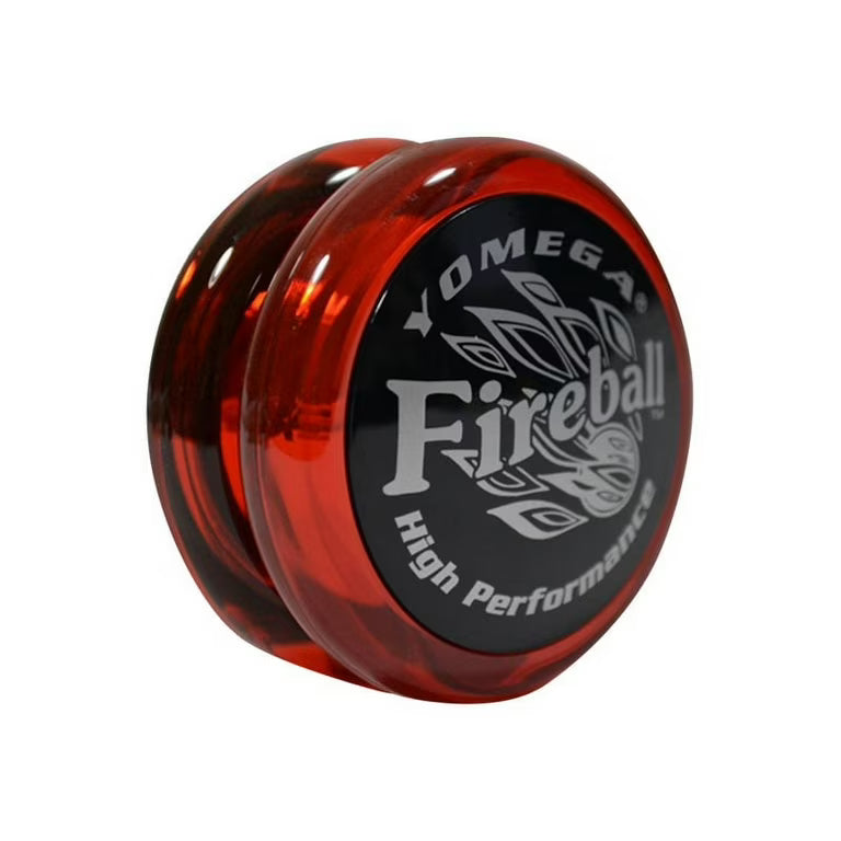 Red translucent Yomega Fireball yoyo designed for long spins and classic tricks by kids of all ages