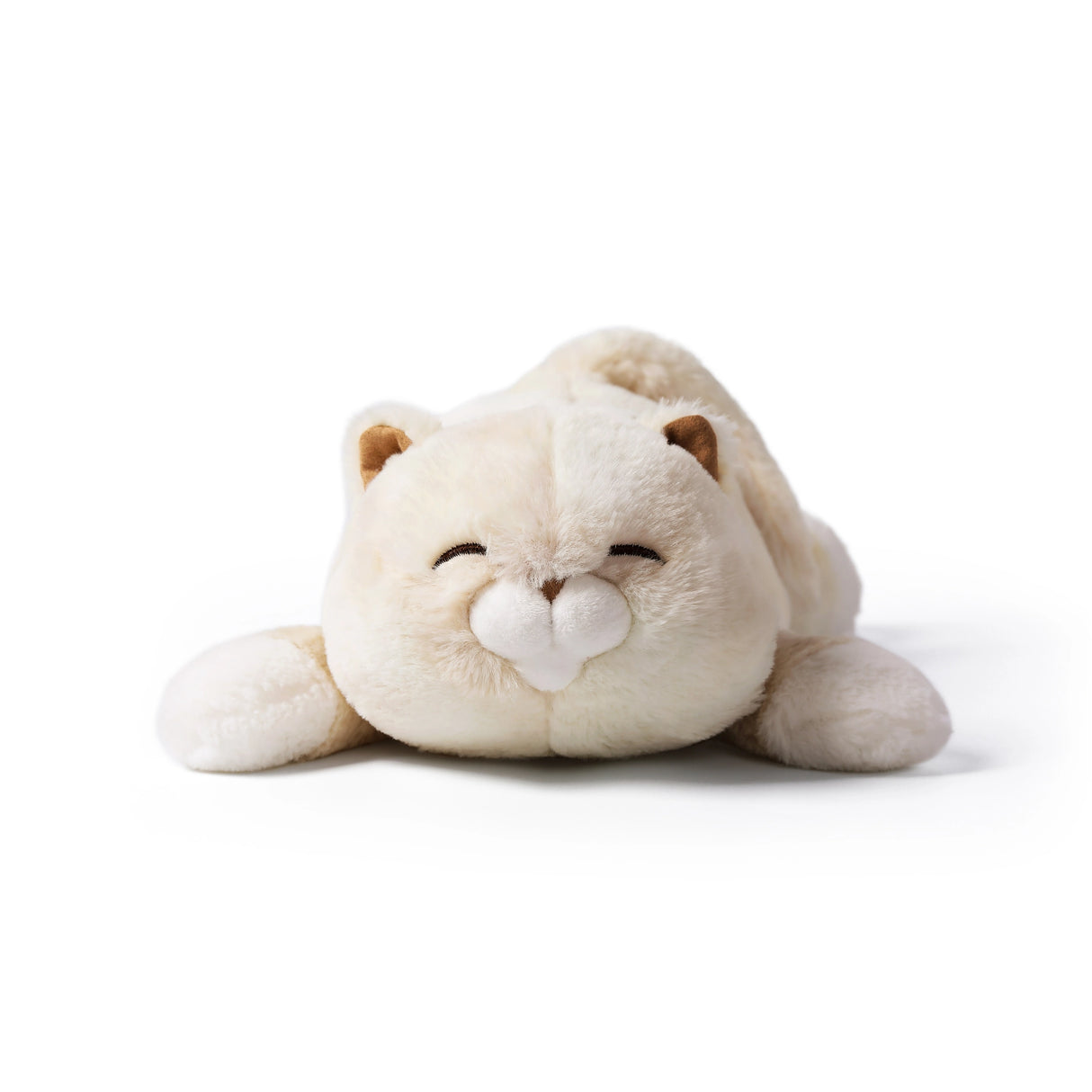 McHugs Weighted Lazy Cat plush cream cat lying down with a sleepy expression