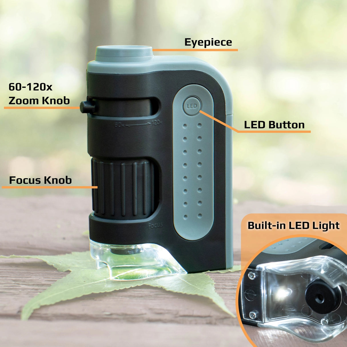 Lighted Pocket Microscope 60x-120x