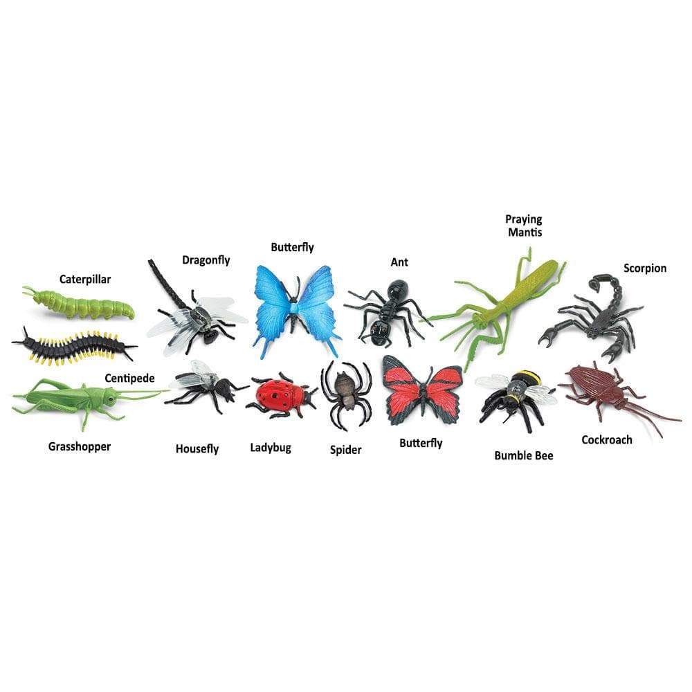 Collection of realistic insect and arachnid models including butterflies, spiders, ants, and a praying mantis on white background