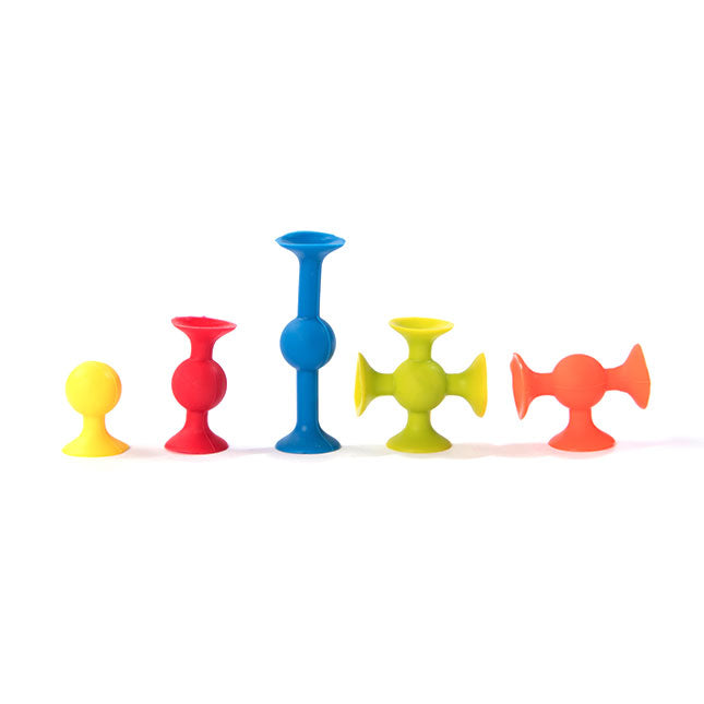 Squigz Mini colorful suction construction toys in yellow red blue green and orange