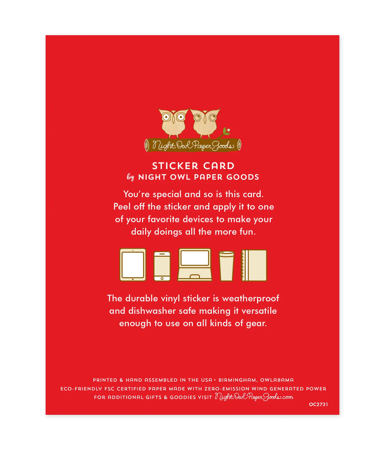 Burrito-ful Birthday Sticker Card with removable weatherproof vinyl sticker and blank inside for personal messages.