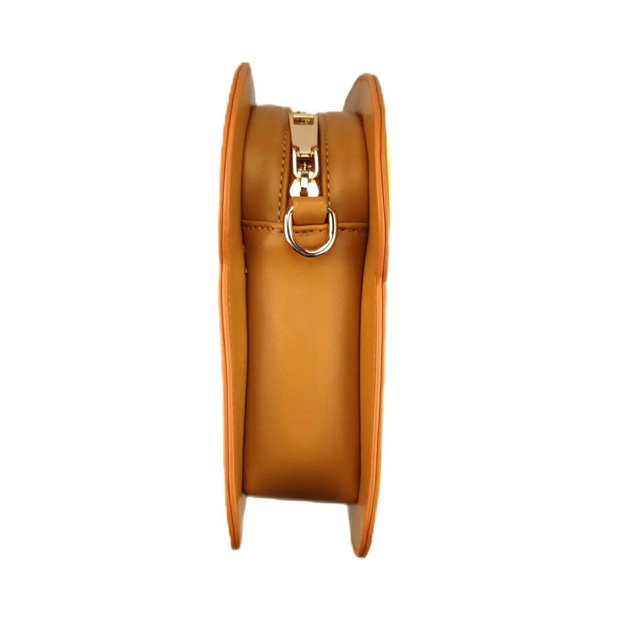 Crossbody Handbag | Smoked Salmon Toast side view showing golden toast base and compact design with zipper closure