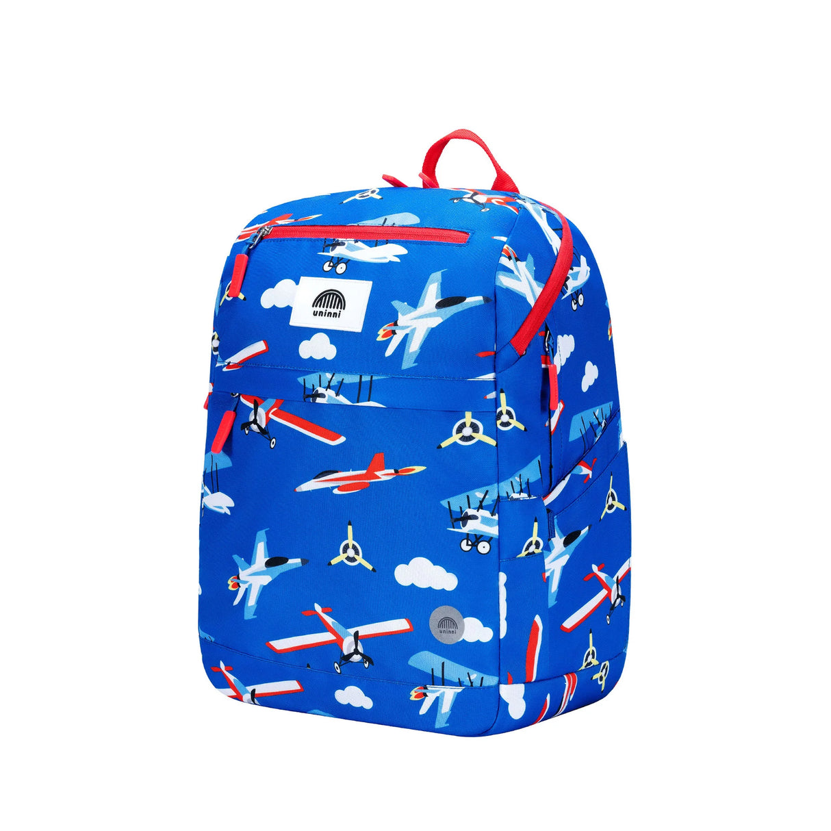 Backpack | Airplane with airplane print, padded straps, water-resistant fabric, and multiple compartments for school and travel.