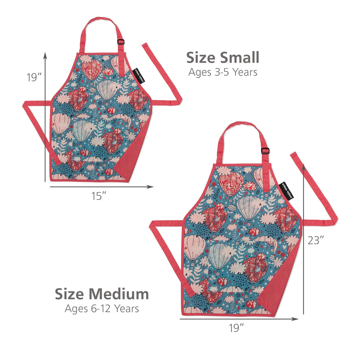 Little Helper Apron | Balloons Small with colorful balloon print, durable cotton, adjustable straps, size for ages 3-5 years.