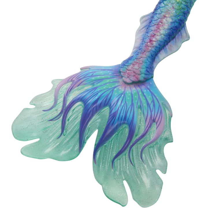 Disney The Little Mermaid doll featuring Ariel’s colorful, posable mermaid tail with blue, purple, and green details.