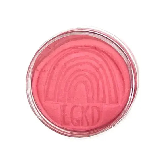 KidDough | Pink bubble gum scented sensory dough in a clear container with embossed rainbow design.