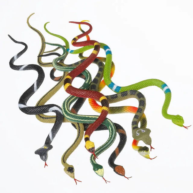 Snake product featuring assorted wriggly, slithery snakes in various colors and patterns, each sold separately.
