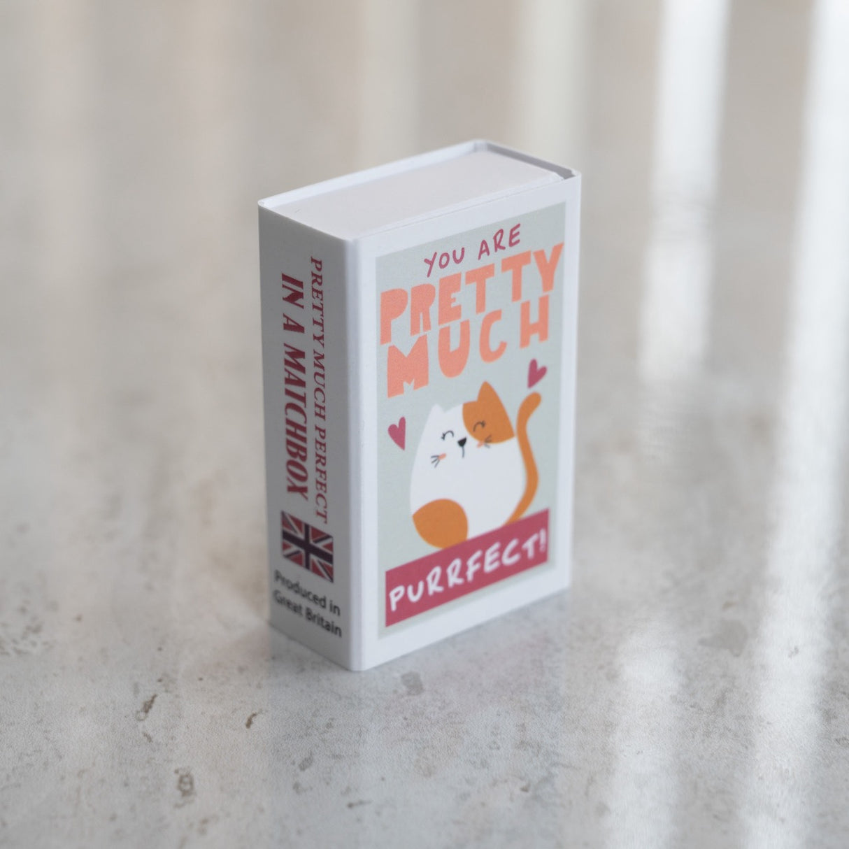 You're Purrfect Felt Cat Matchbox featuring a cute wool felt cat and "You Are Pretty Much Purrfect" message gift.