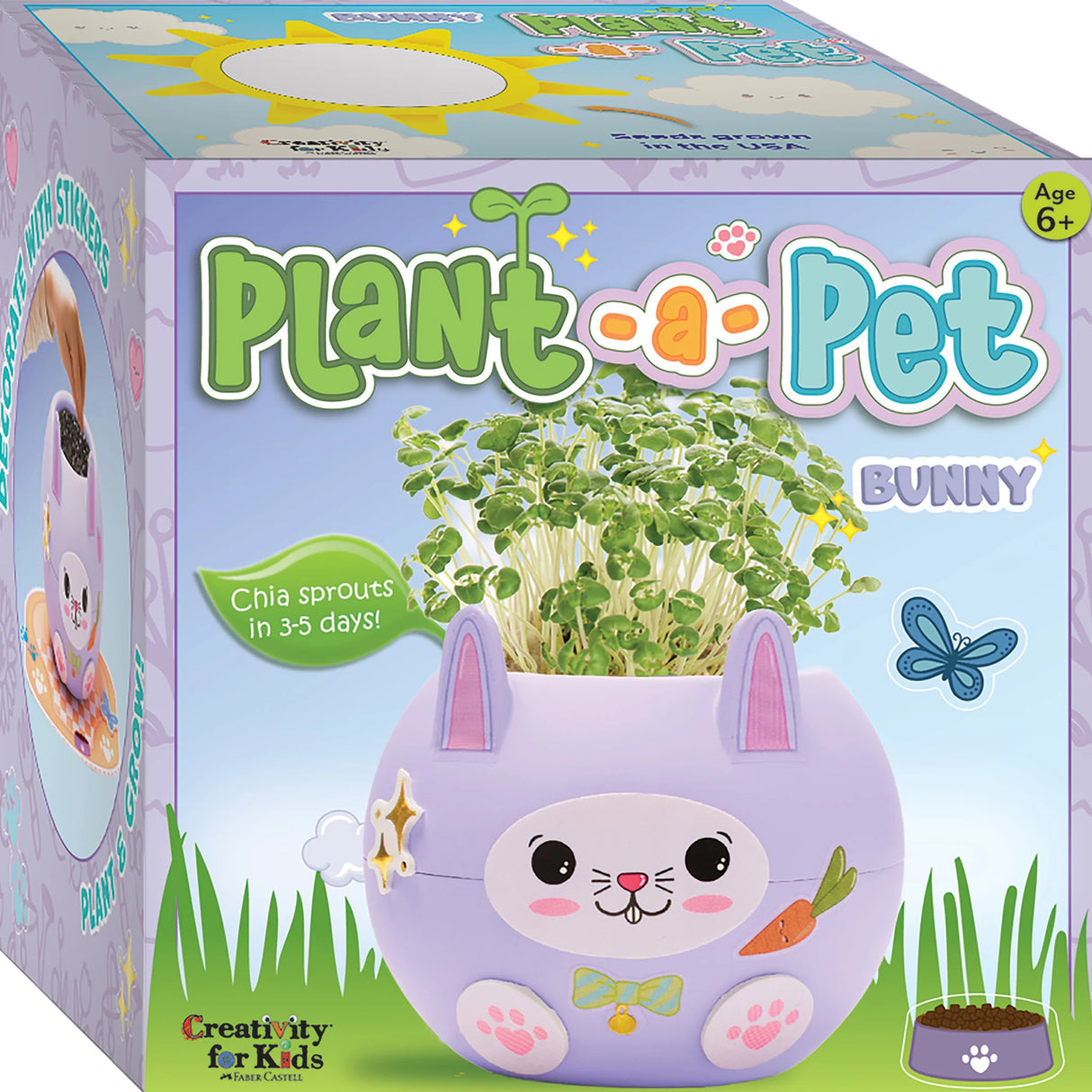 Plant A Pet Bunny indoor gardening kit for kids with a cute bunny planter and chia seeds that sprout in 3-5 days.
