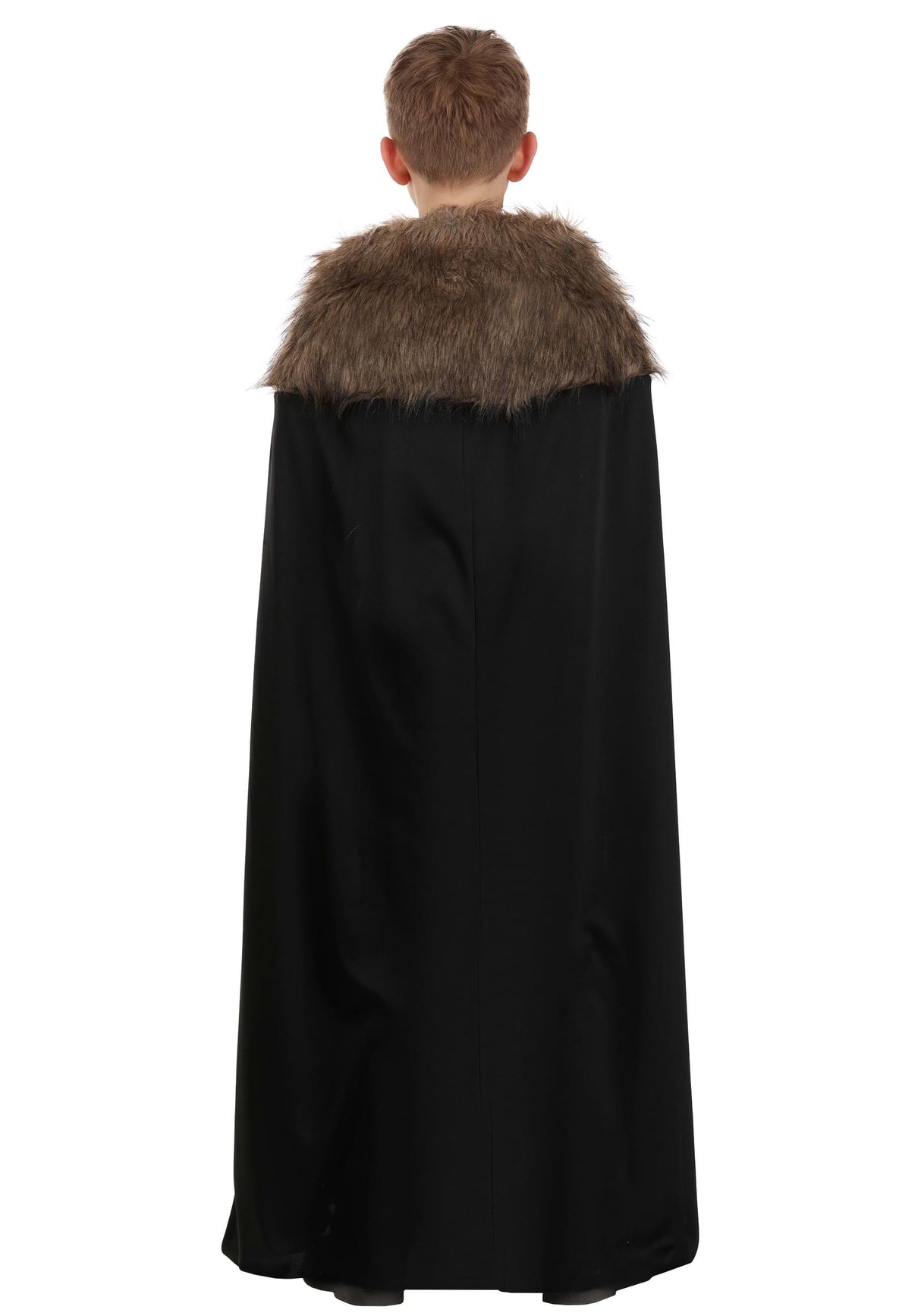 Black Faux Fur Viking Cape shown from the back on a child