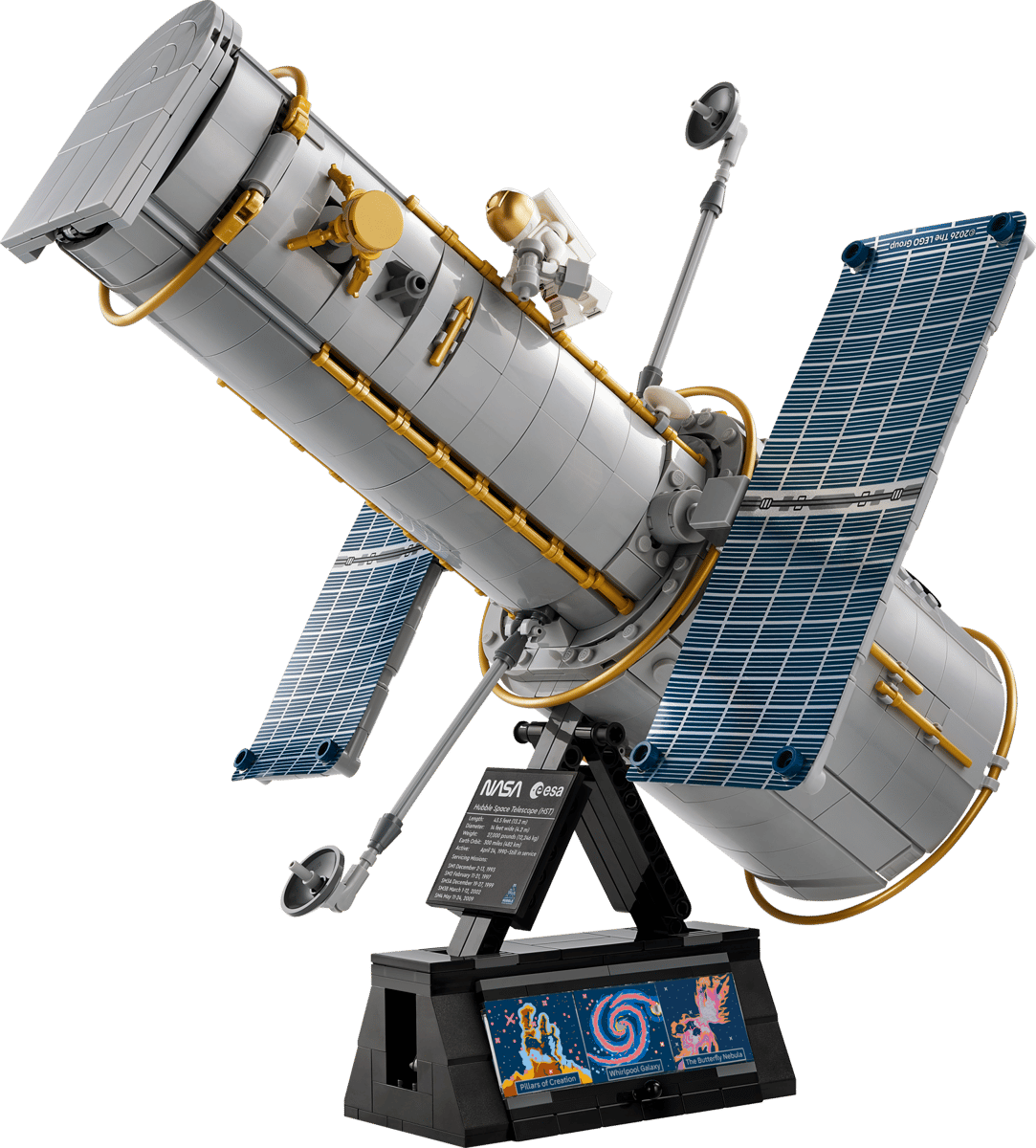 Icons Hubble Space Telescope model displayed on a stand