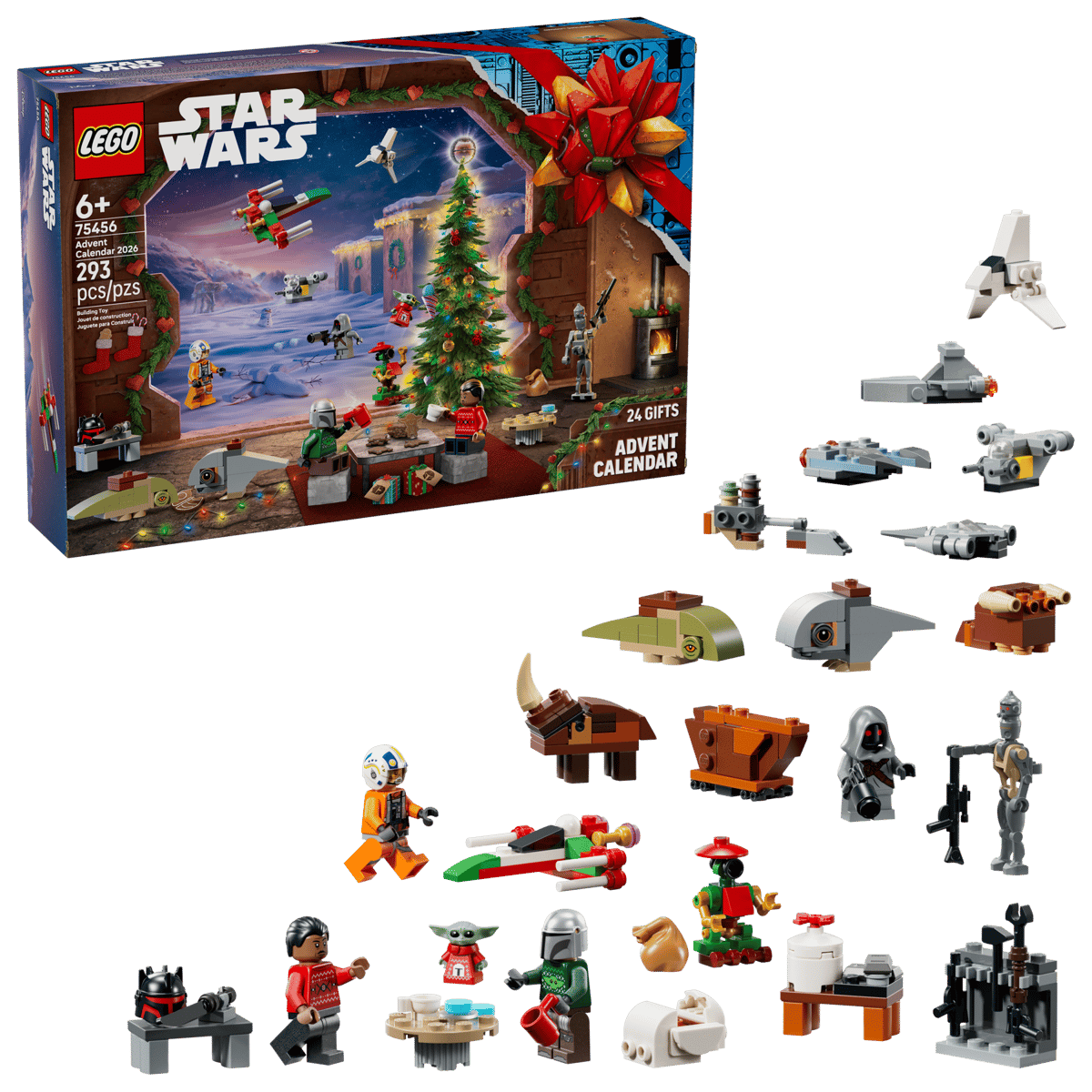 Star Wars Advent Calendar 2026 featuring miniature characters vehicles and festive builds
