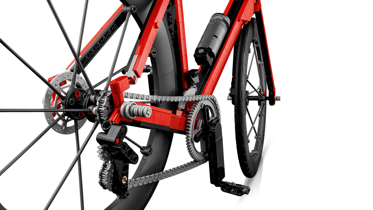 Icons Road Bike red bicycle drivetrain and rear wheel
