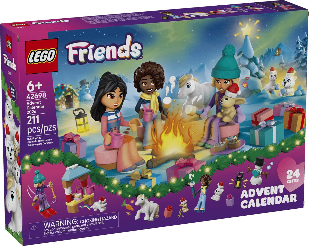 Friends Advent Calendar 2026 colorful holiday scene with 24 gifts