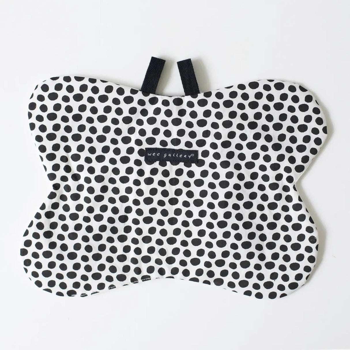 Organic Crinkle Toy | Butterfly made of 100% organic cotton with black and white polka dot crinkle fabric for baby sensory play.