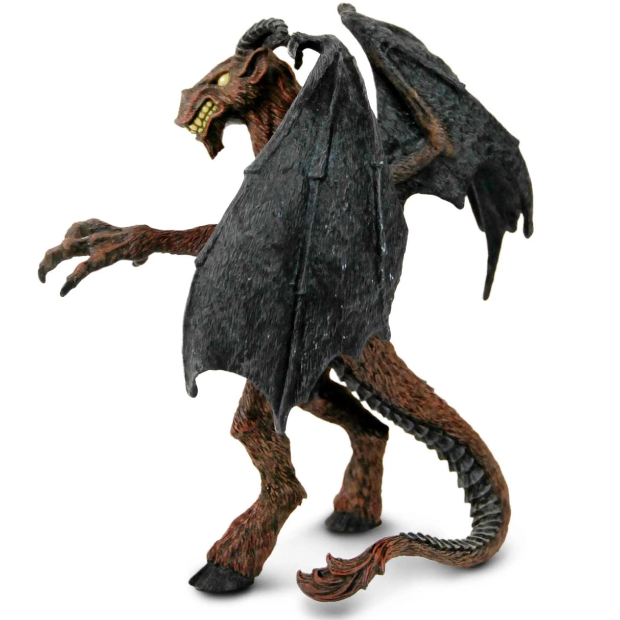 Jersey Devil figure with bat-like wings, cloven hooves, and horned goat head, standing about 5 inches tall.