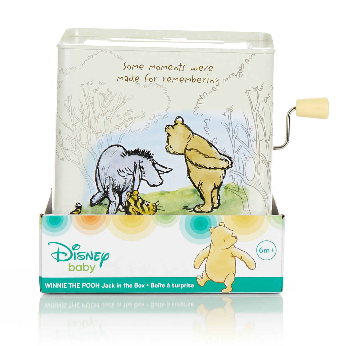 Winnie the Pooh | Jack in the Box featuring Classic Pooh and friends with a hand crank and Disney Baby branding.