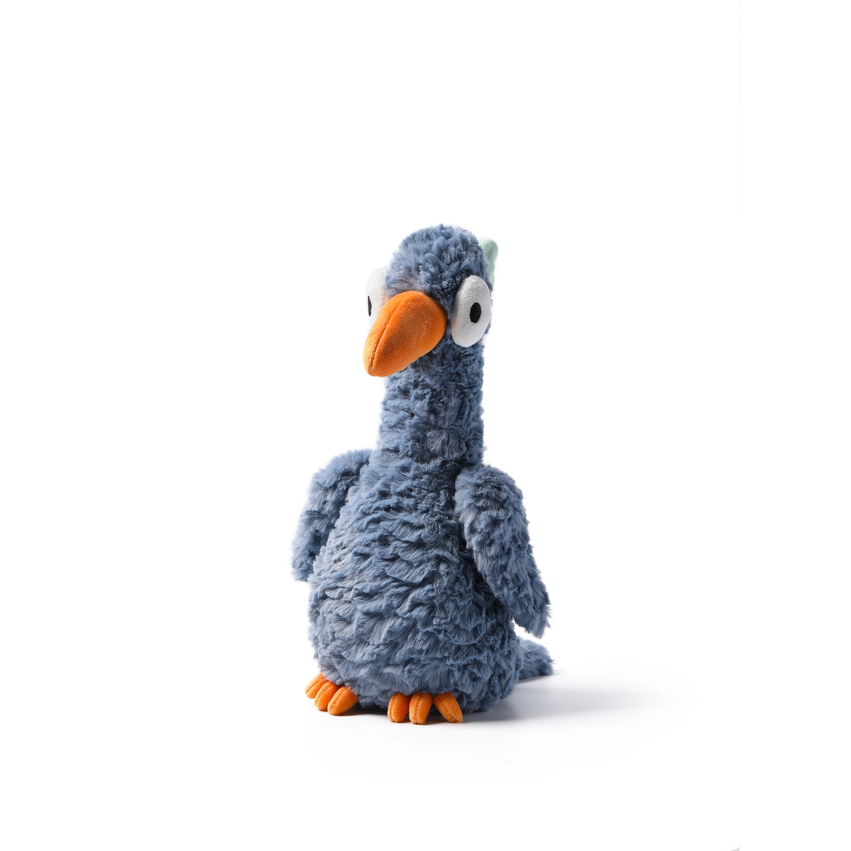 McHugs Weighted Big Eyed Bird blue plush bird with orange beak and feet