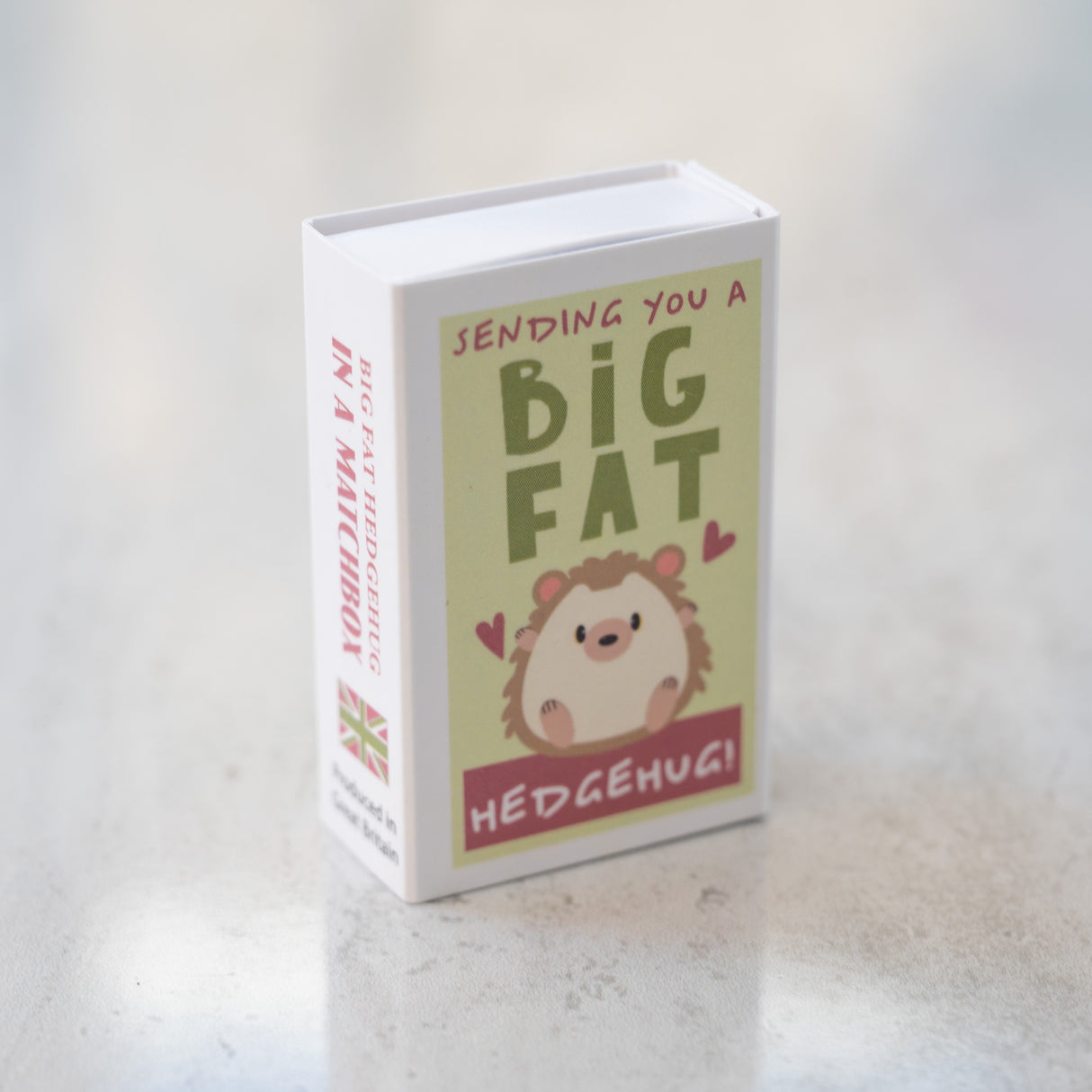 Sending You a Hedgehug Matchbox with cute hedgehog illustration and heartfelt message on the cover.