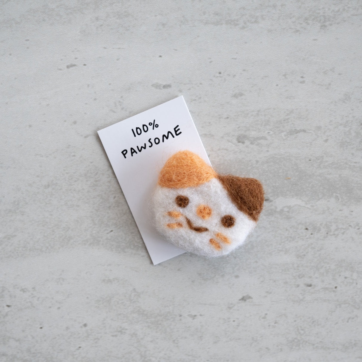 You're Purrfect Felt Cat Matchbox showing a handmade wool felt cat with 100% Pawsome message on card.