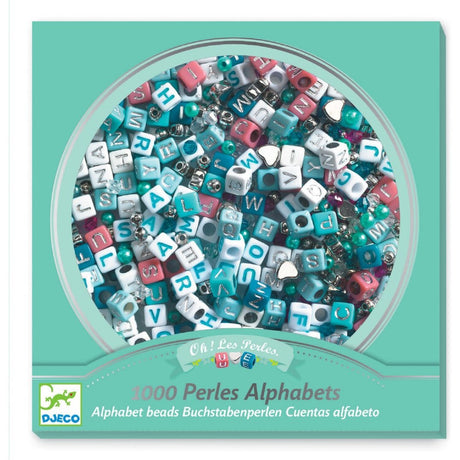 Alphabet Beads | Silver showing colorful and silver letter beads in a round container for custom jewelry making.