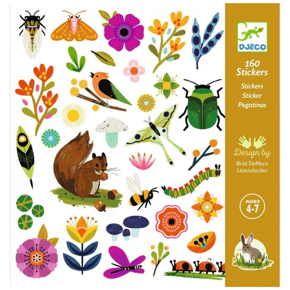Garden Stickers featuring colorful insects, flowers, and animals, sparking creativity for children ages 4 to 7.