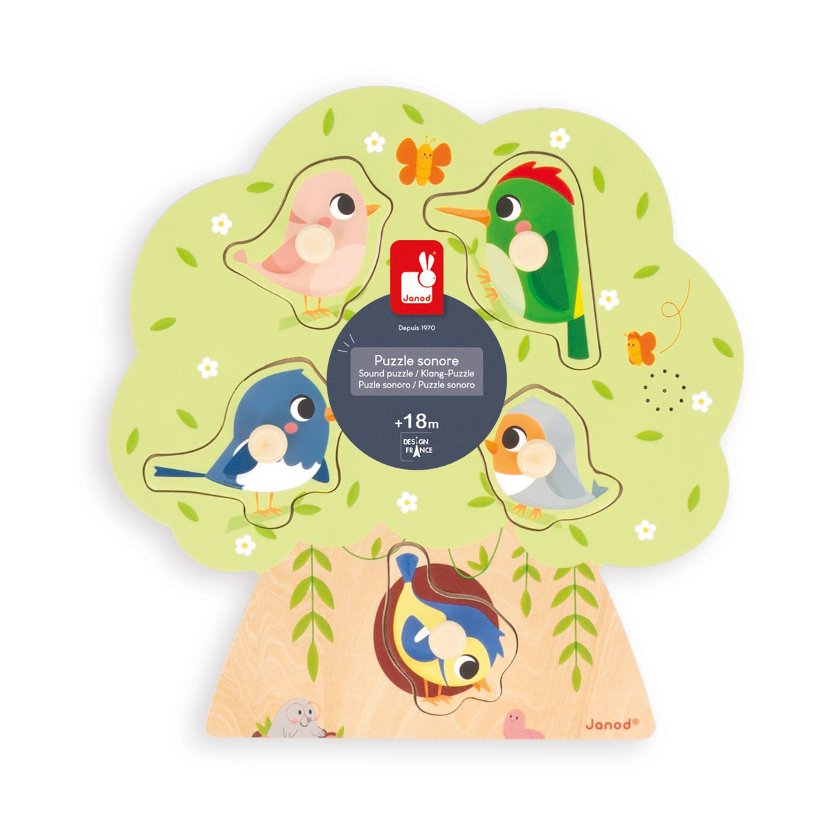 Bird Sounds Wooden Peg Puzzle