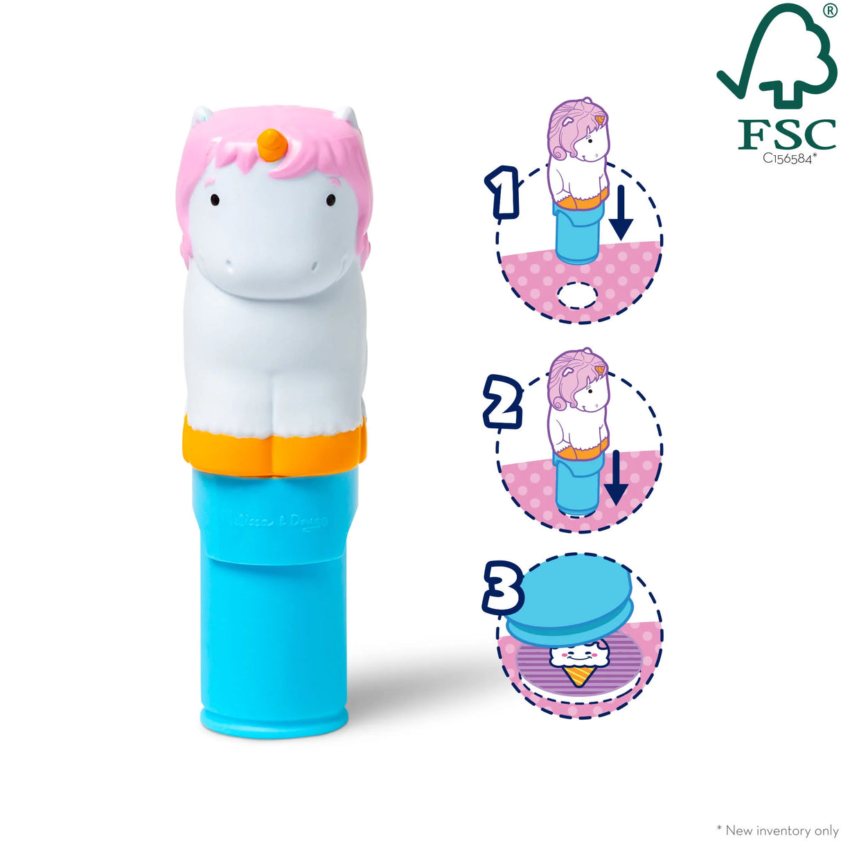 Sticker WOW! Unicorn refillable sticker stamper with adorable unicorn design and easy-to-use twist mechanism.