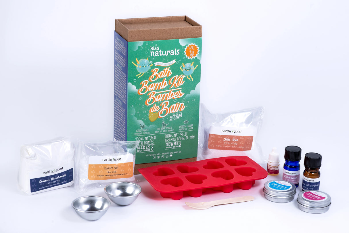 DIY Bath Bombs Kit with all-natural ingredients, silicone mold, and fragrances for making 8 bath fizzies at home.