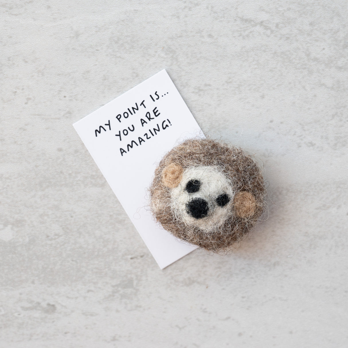Sending You a Hedgehug Matchbox featuring a handmade wool felt hedgehog with a message card saying you are amazing.