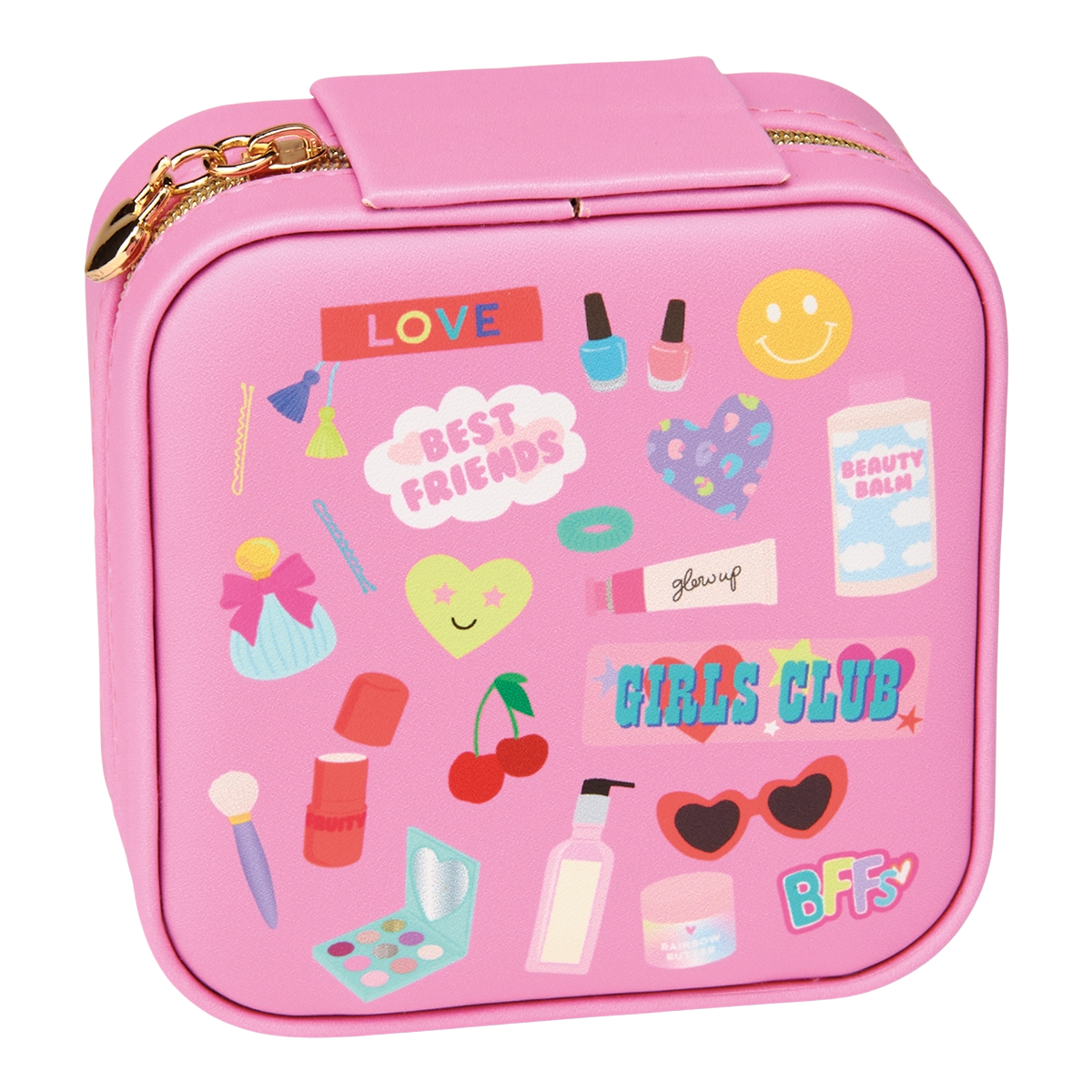 Fashion Friends Jewelry Case pink case with colorful beauty and friendship designs