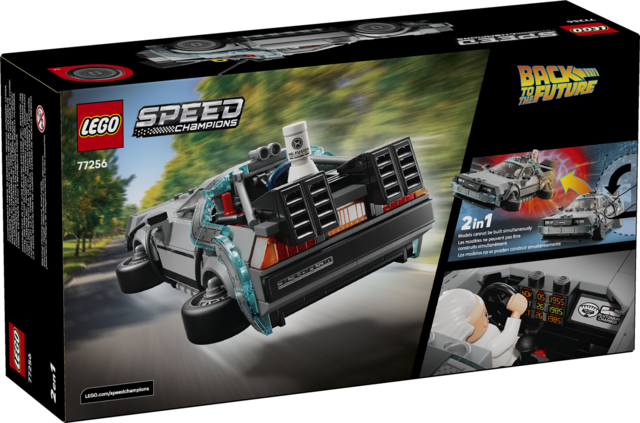 Lego Speed Champions Back to the Future DeLorean car with Doc Brown and Marty McFly figures for role play
