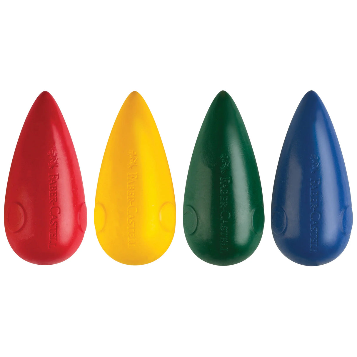 Little Creatives Easy Grasp Crayons in red, yellow, green, and blue, designed for toddlers' easy grip and creativity.