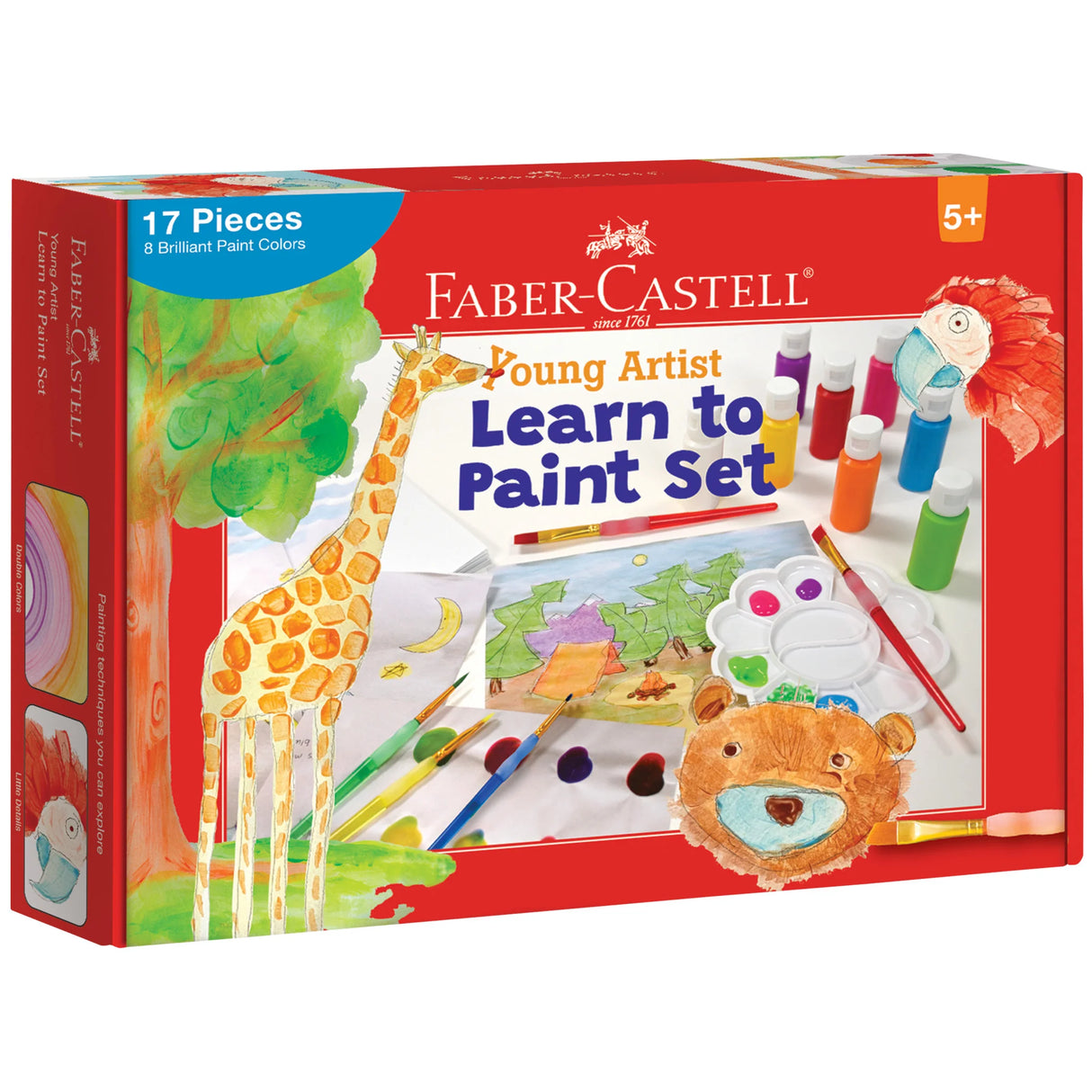 Faber-Castell Young Artist Learn to Paint Set with brushes, washable paints, paper, and color mixing palette for kids 5+