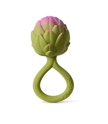 Rattle Toy | Artichoke shaped baby toy with textured grip, soothing natural sound, and safe chewable design for calming babies.