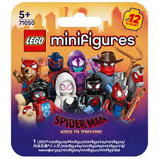 LEGO Spider-Man Across the Spider-Verse minifigures collection featuring 12 unique characters with accessories in blind box packaging