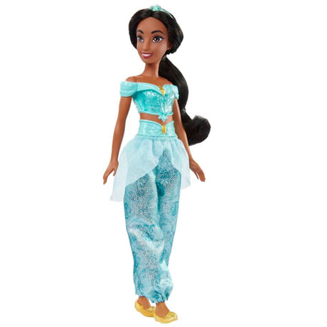 Disney Princess Jasmine doll wearing blue outfit with removable tiara and shoes, inspired by Disney's Aladdin.