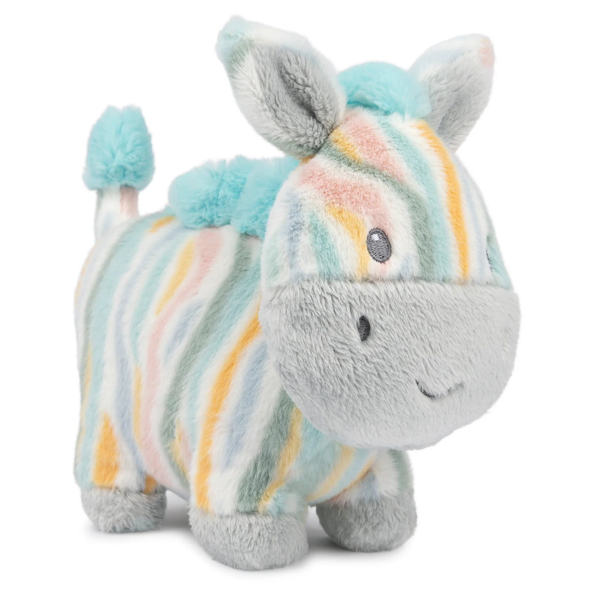 Safari Friend Zebra plush toy with soft striped pastel colors and wobbly head for gentle play and rattling sounds