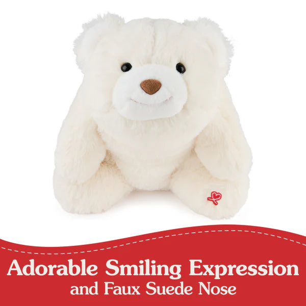 Snuffles | White plush teddy bear with smiling expression and faux suede nose, ultra-soft for huggable comfort by GUND.