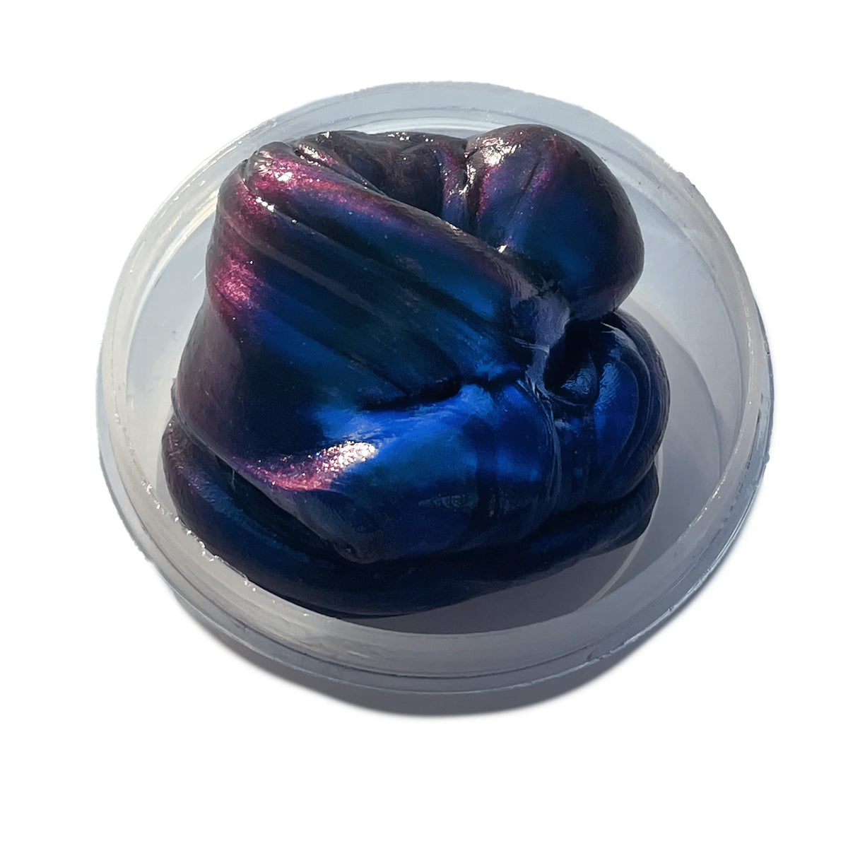 Gootonium: Dark Blue Prismatic Nebula Putty in a clear container