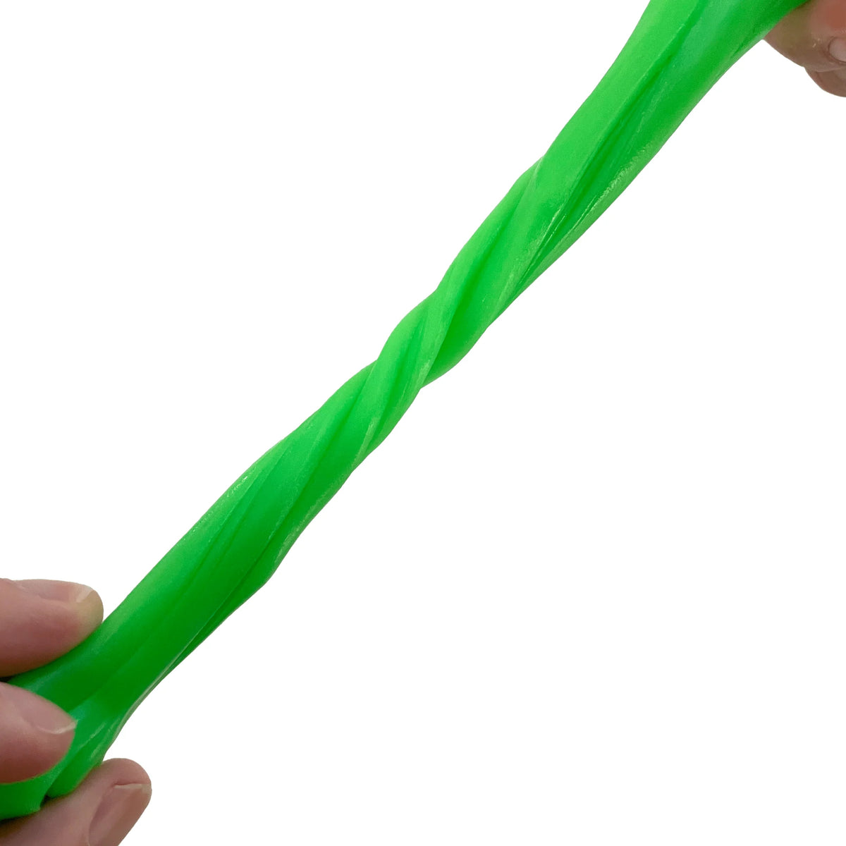 Gootonium: Glowing Brilliant Green Putty stretched between hands