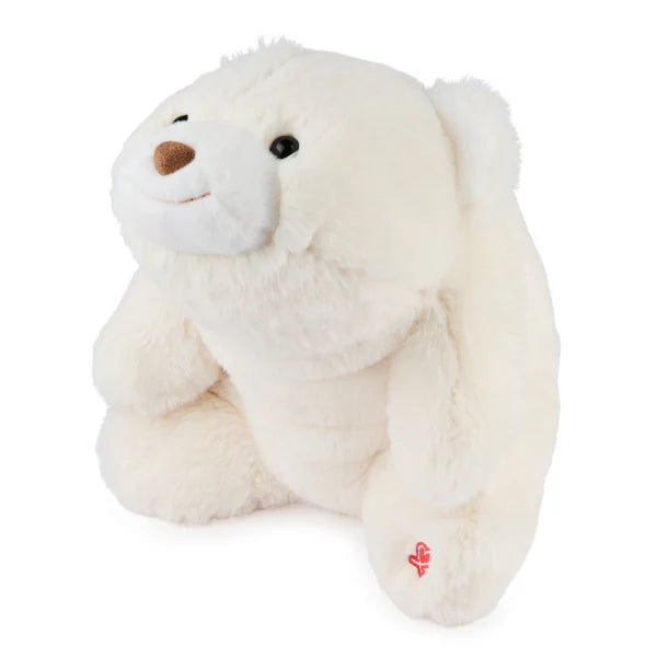 Snuffles | White plush teddy bear with a crescent design and ultra-soft fabric, perfect for hugging and cuddling.