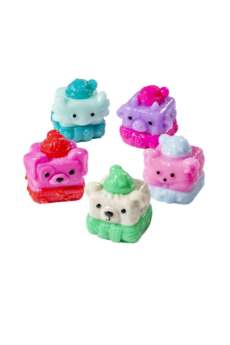 MushyKinz Holiday Pack with five colorful animal toy figures in festive designs