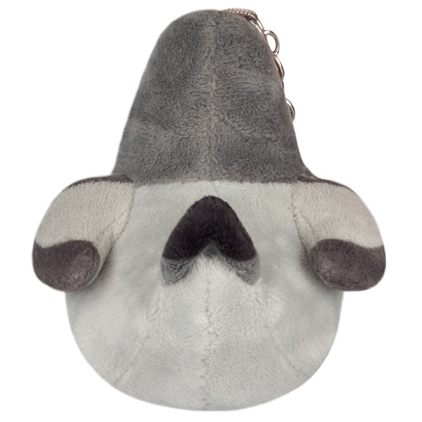 Plush gray and white Pigeon Micro toy with soft polyester fiber, perfect for ages 3 and up.