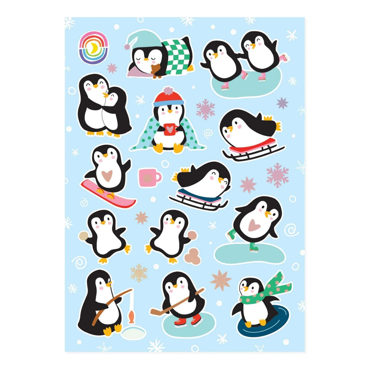 Penguins on Vacation Rainbow Foil Stickers
