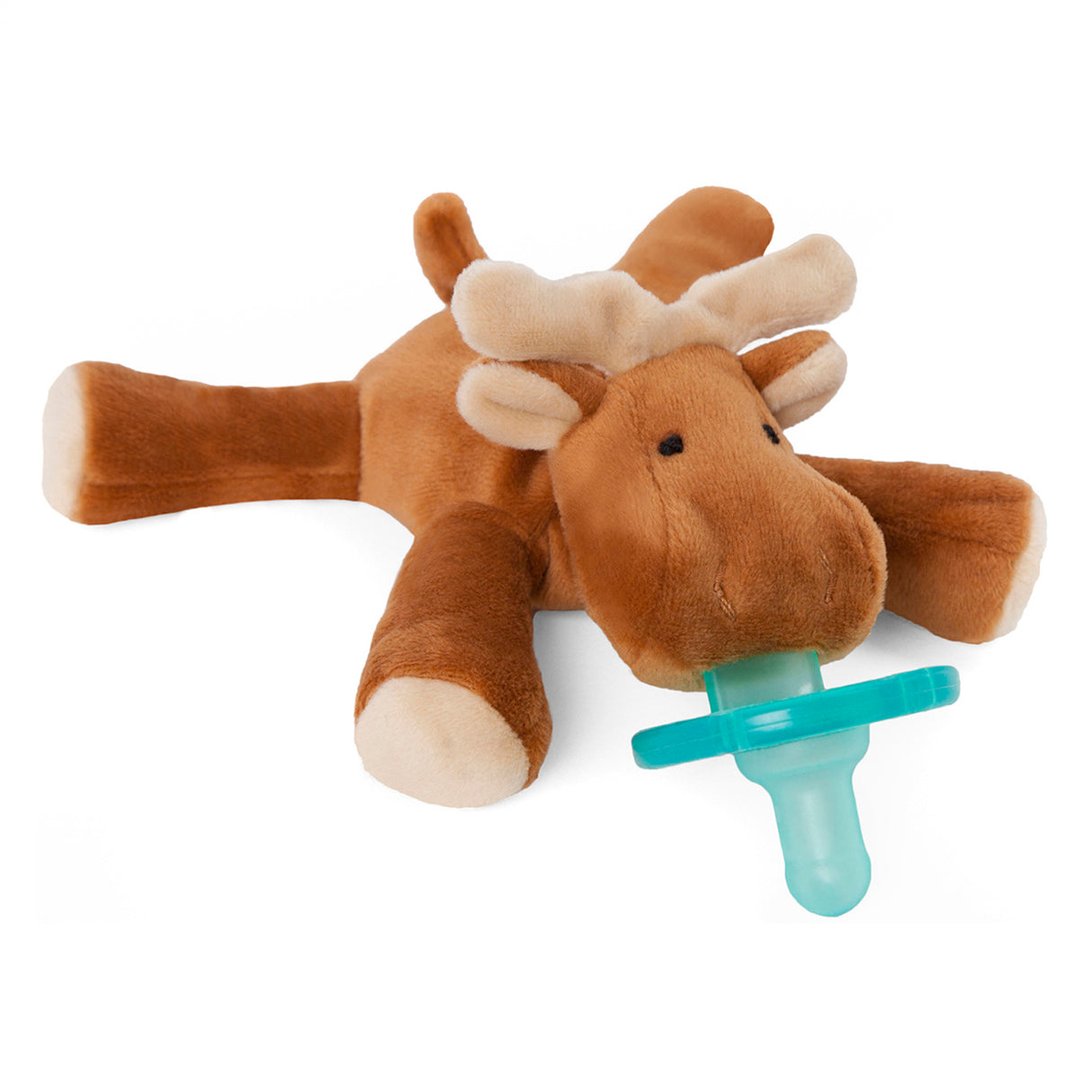WubbaNub | Moose baby pacifier with soft plush moose design and easy-to-grasp little legs for infants.