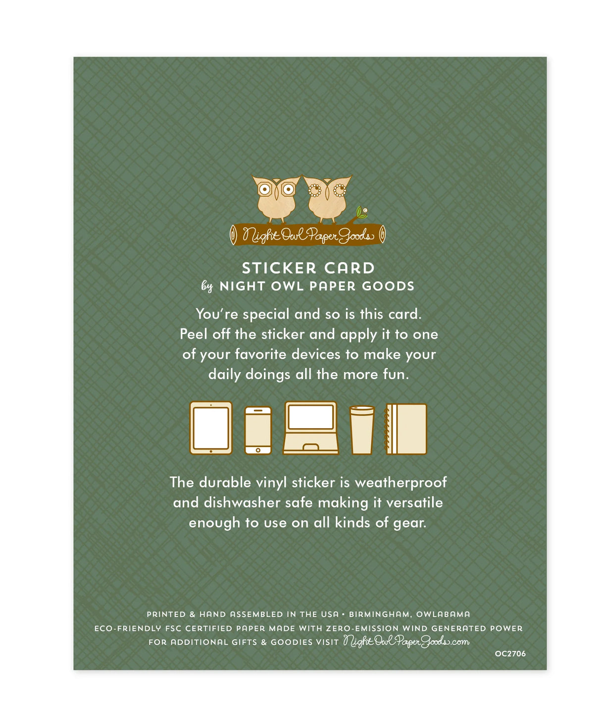 Bison Sticker Birthday Card with weatherproof vinyl sticker on a folded card printed on eco-friendly FSC paper.