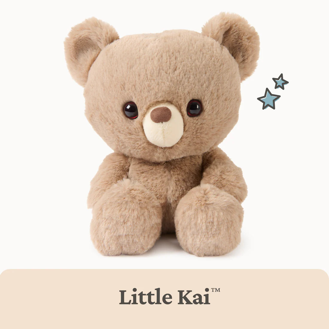 Soft small plush bear with round eyes and a sweet smile, perfect for cuddling and gifting.