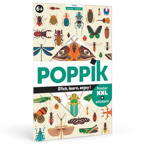 Poppik Discovery Poster Insects with vibrant insect illustrations and over 40 repositionable stickers for kids 6+ learning fun